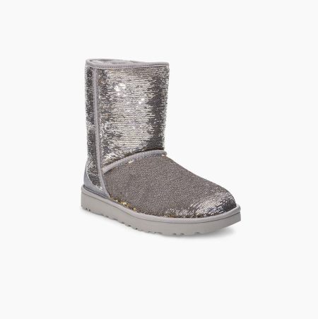 UGG Classic Short Cosmos Sequin - Boots Dame - Gull Sølv (NO-R546)